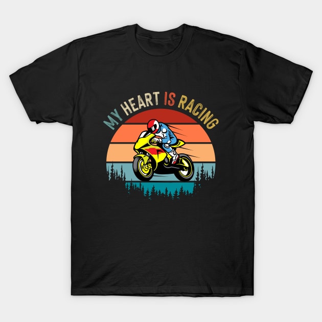 Retro Vintage Motorcycle Racing T-Shirt by Closeddoor